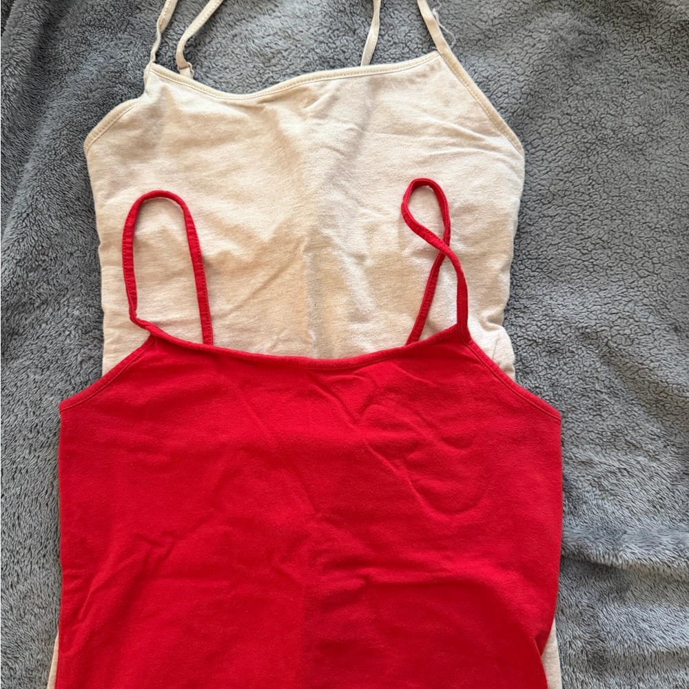 No Boundaries Red & Cream Spaghetti Strap Tank Tops (2-Pack)